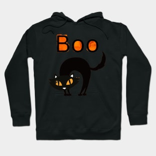 Boo Cat with arched black cat and orange eyes Hoodie